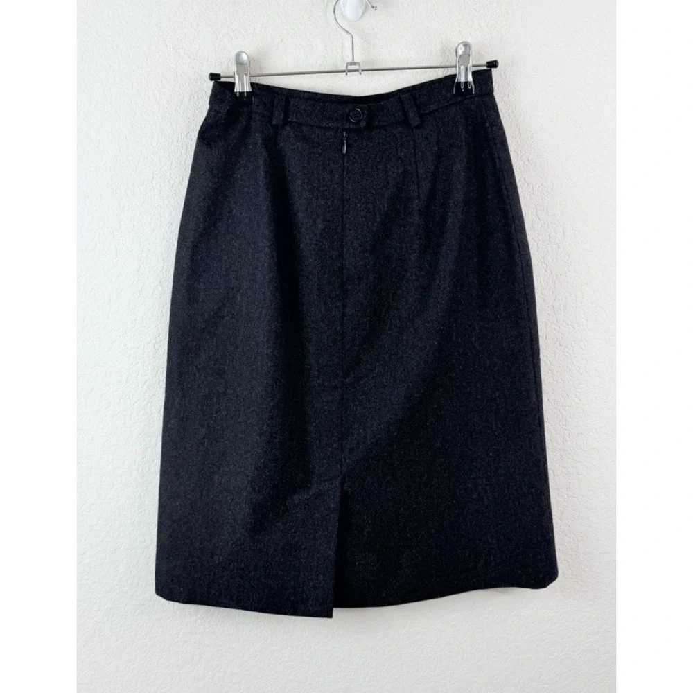 MaxMara Pencil Skirt Wool Cashmere US‎ 2 EU 32 Charcoal Designer Made in Italy